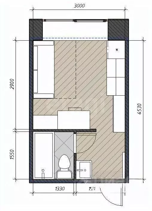 Студия Алтайский край, Барнаул просп. Строителей, 30 (15.3 м) - Фото 2