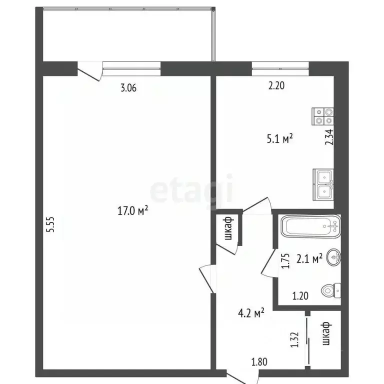 1-к кв. Ростовская область, Красный Сулин ул. Менделеева, 8 (29.3 м) - Фото 2