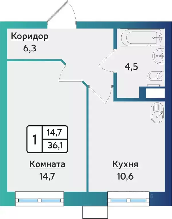 1-к кв. Удмуртия, Ижевск ул. 40 лет Победы, 117 (36.1 м) - Фото 0
