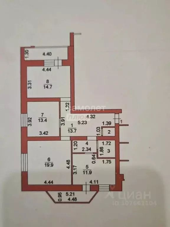 3-к кв. Липецкая область, Липецк ул. 8 Марта, 20К4 (81.0 м) - Фото 2