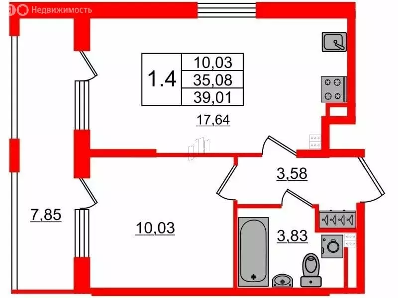 1-комнатная квартира: посёлок Стрельна, проспект Будённого, 20к5 ... - Фото 2