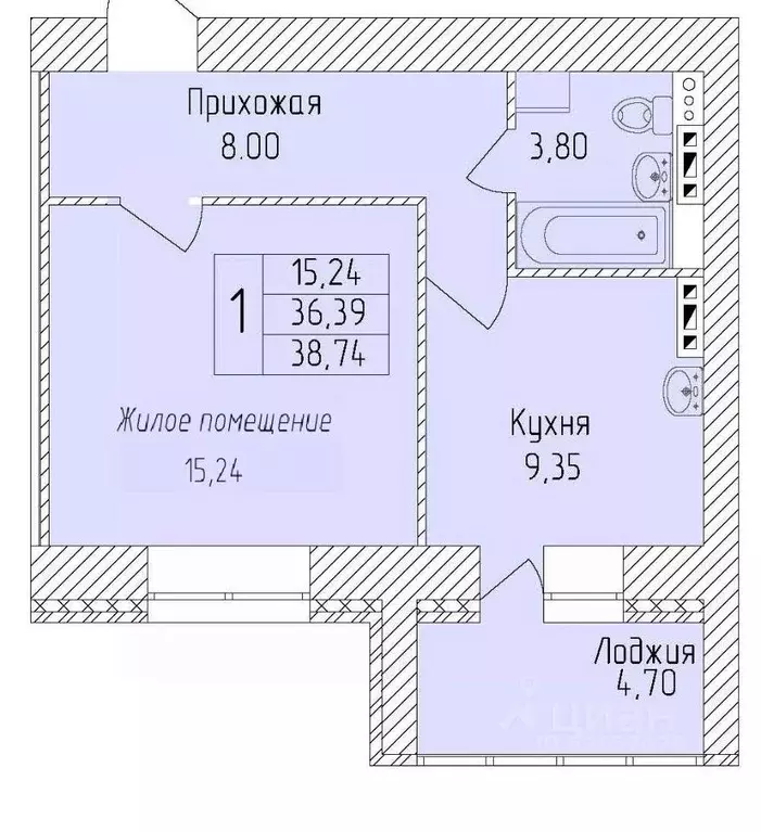 1-к кв. Белгородская область, Старый Оскол Степной мкр,  (38.74 м) - Фото 0