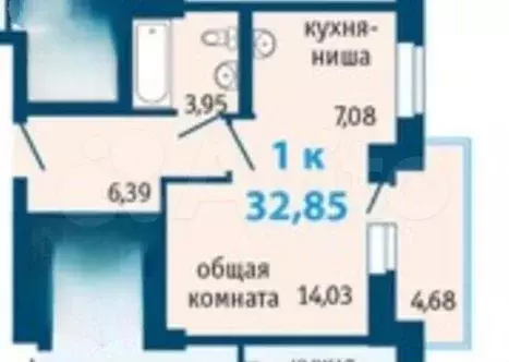 1-к. квартира, 33 м, 15/17 эт. - Фото 0