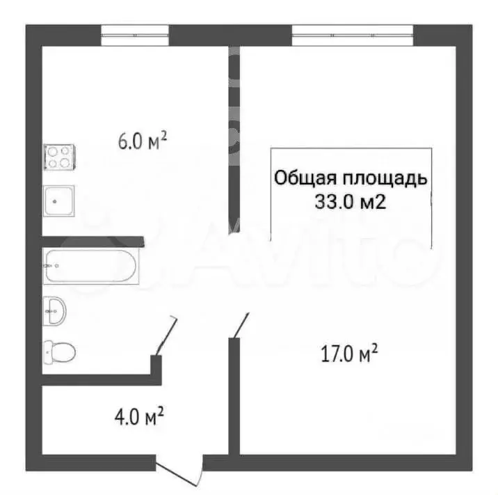 1-к. квартира, 33,1 м, 2/5 эт. - Фото 0