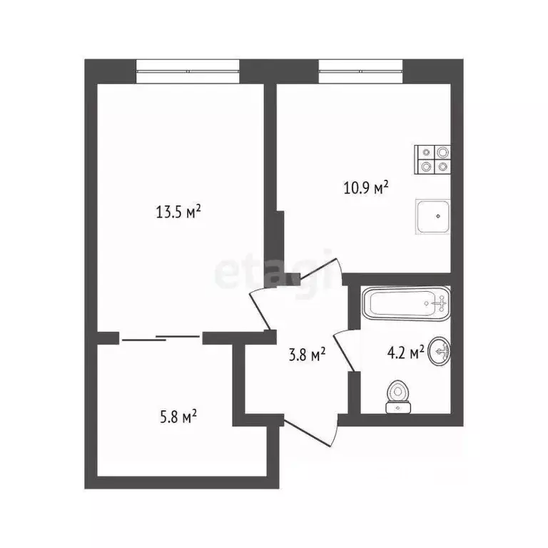 1-к кв. Тюменская область, Тюмень Новгородская ул., 22 (39.0 м) - Фото 2