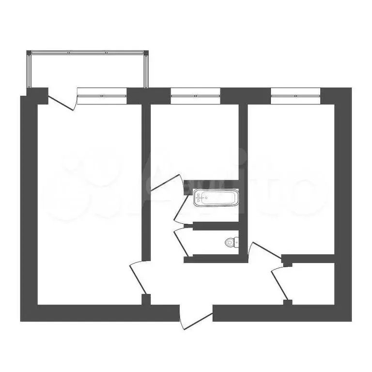2-к. квартира, 45,8 м, 2/5 эт. - Фото 0