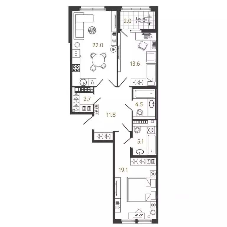 2-к кв. Санкт-Петербург Миргородская ул., 1 (78.8 м) - Фото 0