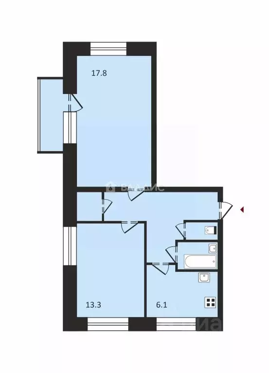 2-к кв. Санкт-Петербург просп. Энергетиков, 46К1 (50.5 м) - Фото 1