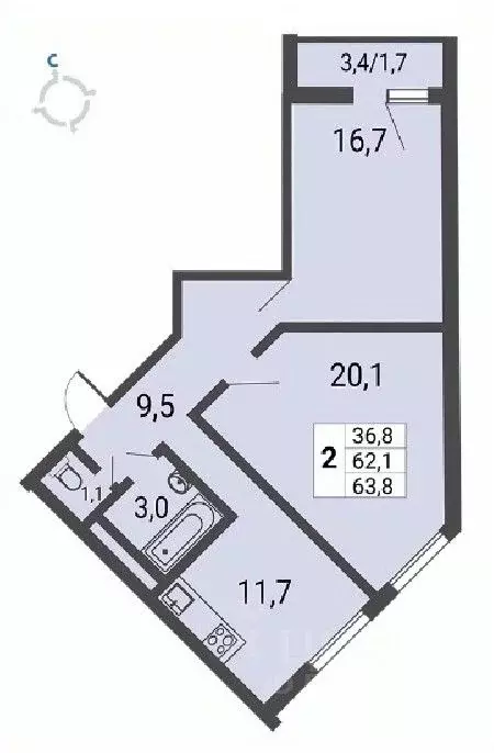 2-к кв. Москва ул. Липчанского, 10 (63.8 м) - Фото 1