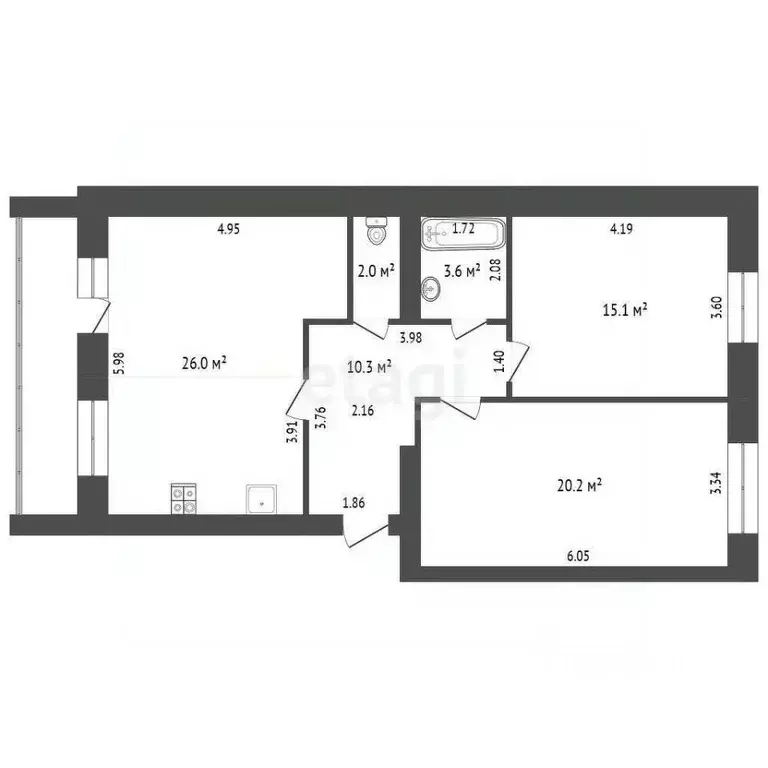 2-к кв. Архангельская область, Котлас просп. Мира, 40 (77.2 м) - Фото 2