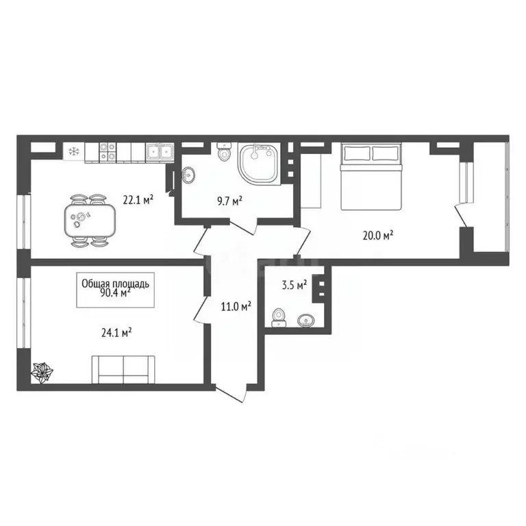 2-к кв. Новосибирская область, Новосибирск ул. Кирова, 25 (90.4 м) - Фото 1