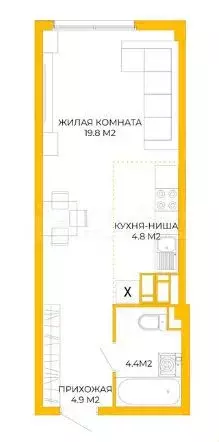 Квартира-студия, 34 м, 15/18 эт. - Фото 1