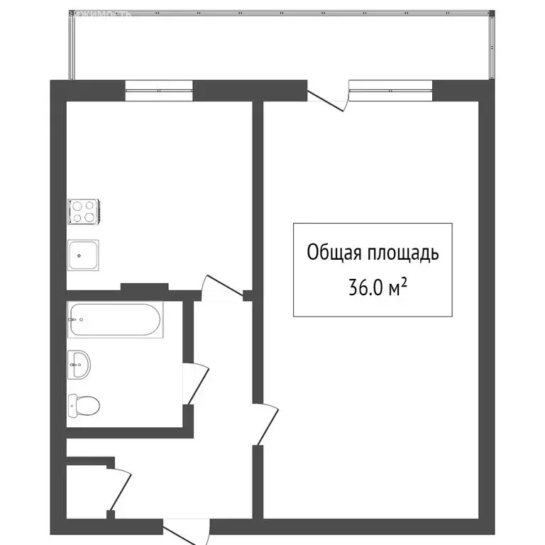 1-комнатная квартира: Томск, улица Ивана Черных, 96с22 (37 м) - Фото 0