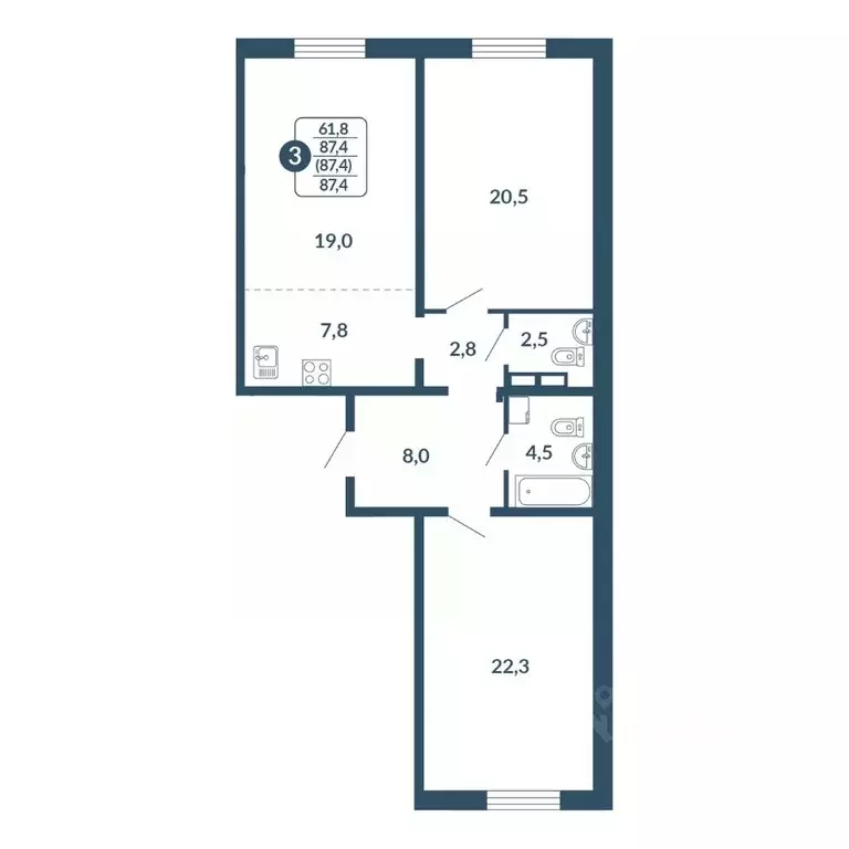 3-к кв. Кировская область, Киров ул. Анжелия Михеева, 5 (87.4 м) - Фото 0