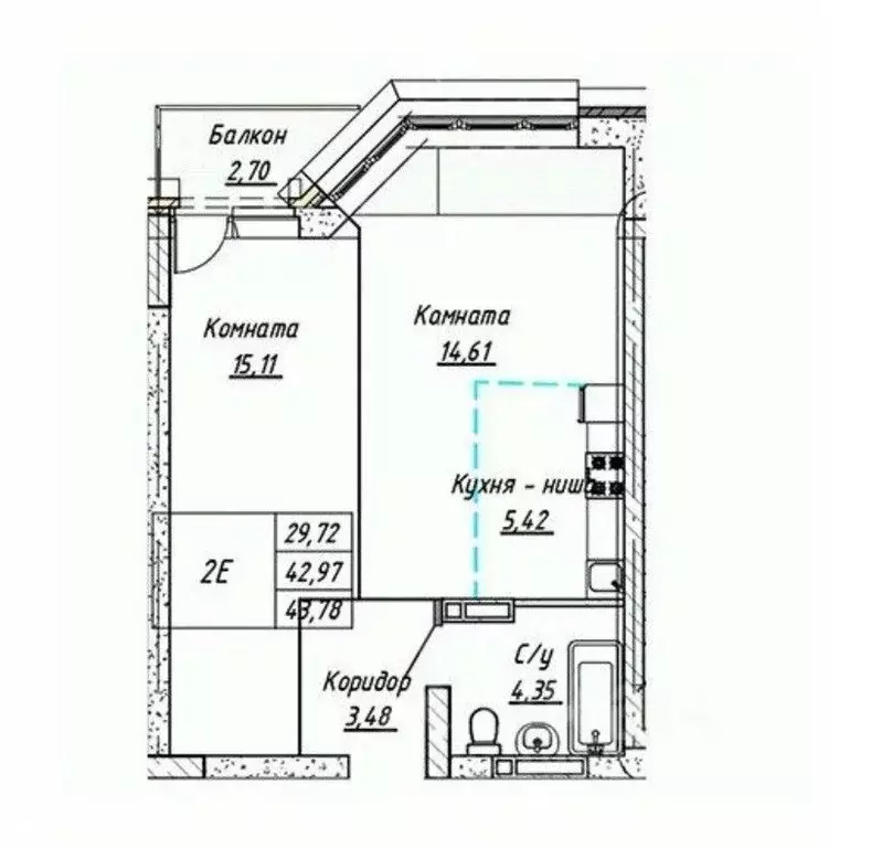 2-к кв. Алтайский край, Барнаул ул. Шевченко, 135 (43.78 м) - Фото 1