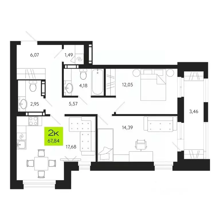 2-к кв. Томская область, Томск Уютный жилой квартал, ул. Маяковского, ... - Фото 0