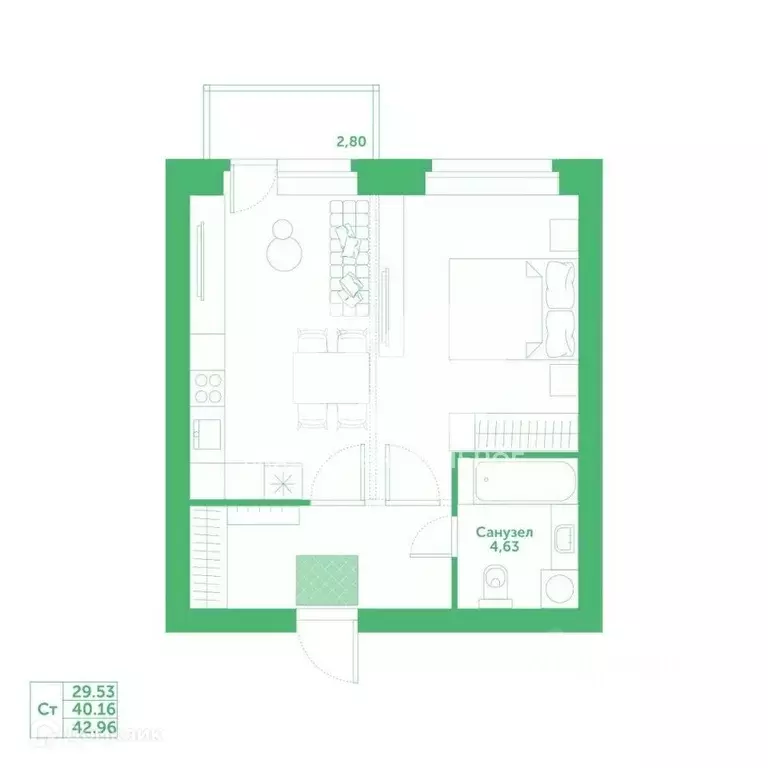 Продаётся 1-к квартира, 40.16 м - Фото 1