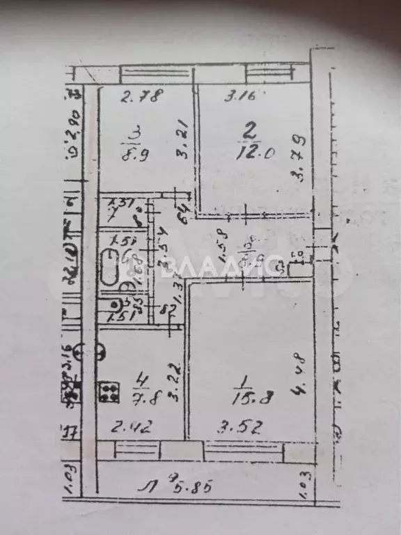 3-к. квартира, 58,4 м, 2/5 эт. - Фото 0