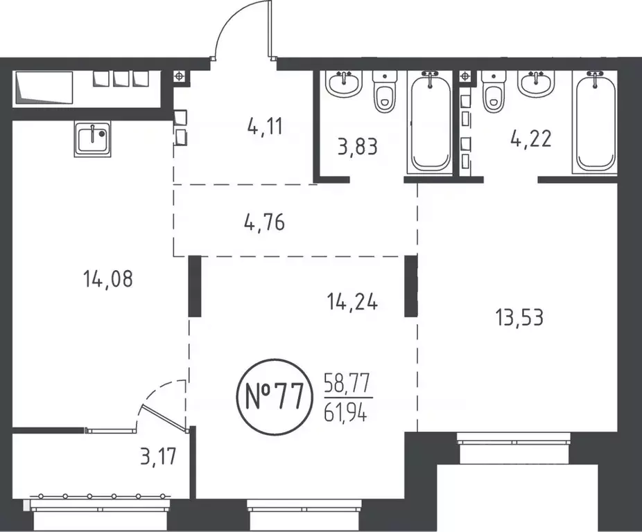 2-к кв. Иркутская область, Иркутск ул. Эдуара Дьяконова, 10 (61.37 м) - Фото 0