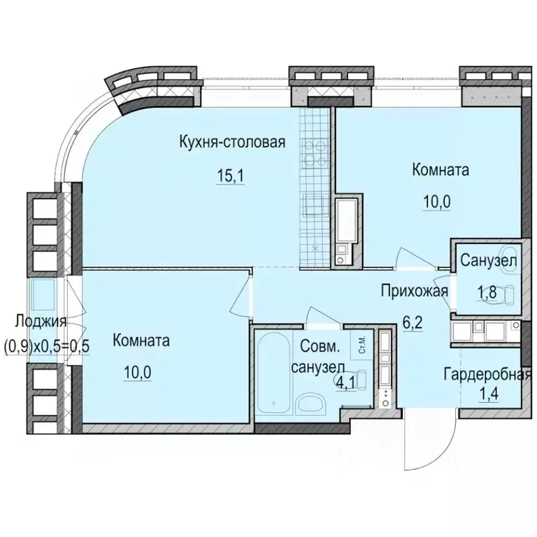 2-к кв. Татарстан, Казань Ферма-2 жилмассив,  (49.1 м) - Фото 1