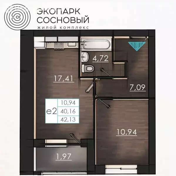 1-комнатная квартира: Пермь, улица Борцов Революции, 1Ак2 (39.9 м) - Фото 0