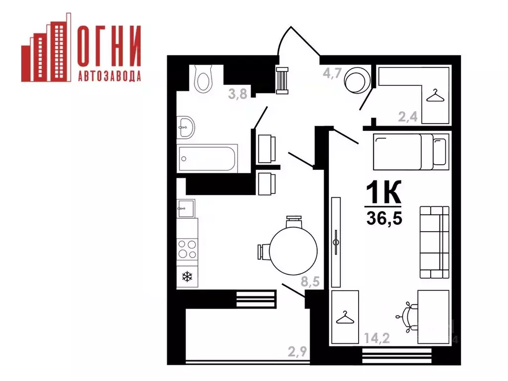 1-к кв. Нижегородская область, Нижний Новгород Коломенская ул., 8к4 ... - Фото 1
