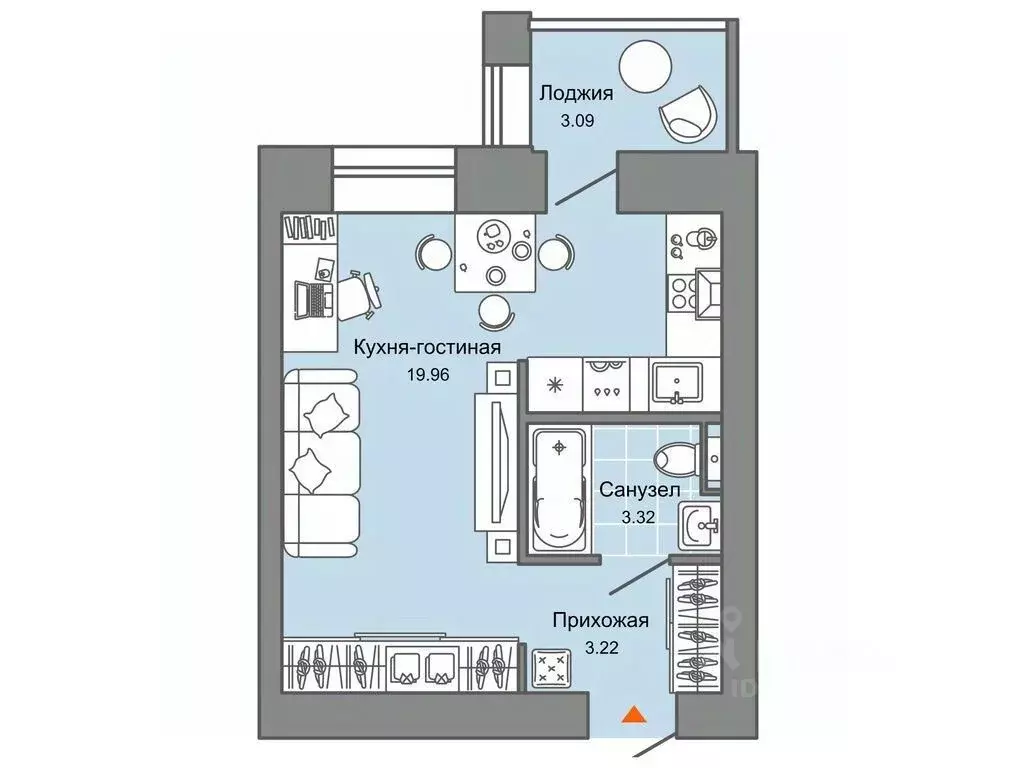 Студия Пермский край, Пермь ул. Дзержинского, 35А (28.0 м) - Фото 0