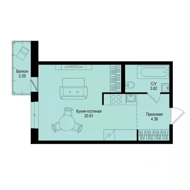 Студия Ленинградская область, Всеволожский район, Заневское городское ... - Фото 1