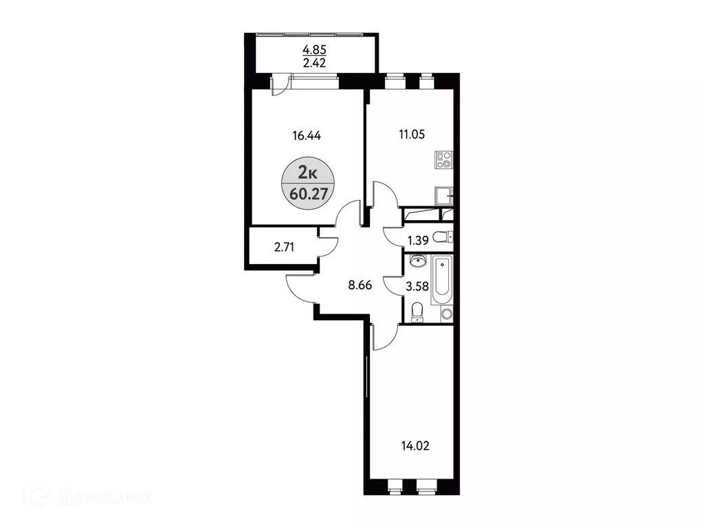 Продаётся 2-к квартира, 60.27 м - Фото 0