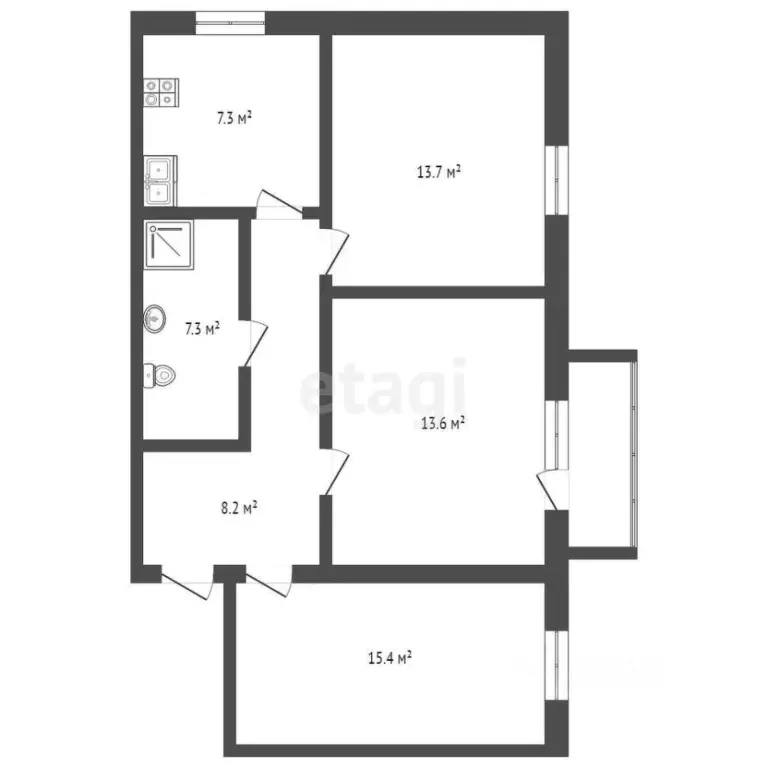 3-к кв. Омская область, Омск Октябрьская ул., 122 (65.2 м) - Фото 1