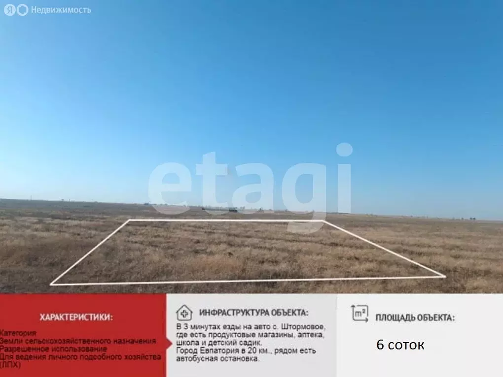 Участок в Сакский район, село Штормовое (6 м) - Фото 2