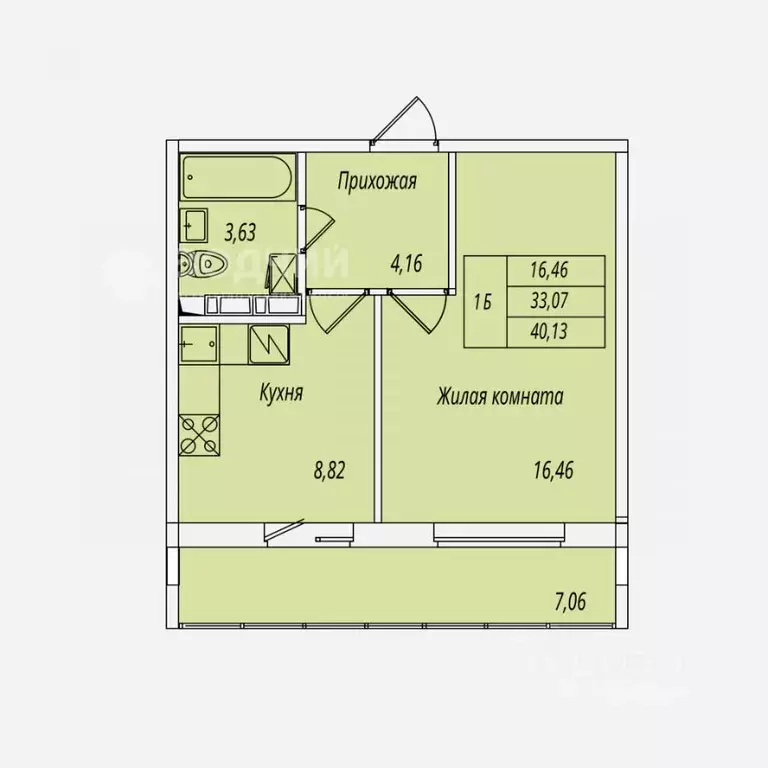 1-к кв. Чувашия, Новочебоксарск бул. Речной, поз6 (40.13 м) - Фото 2