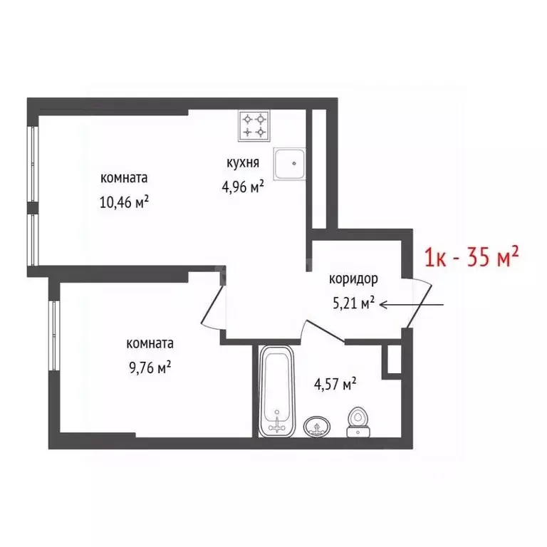 1-к кв. Свердловская область, Екатеринбург тракт Сибирский, 24Д (35.0 ... - Фото 2