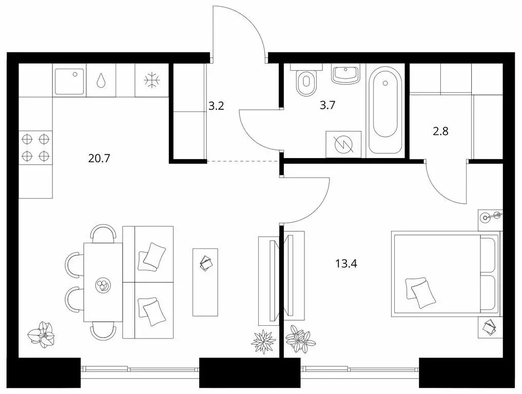 1-комнатная квартира: Казань, Ботаническая улица (43.8 м) - Фото 1