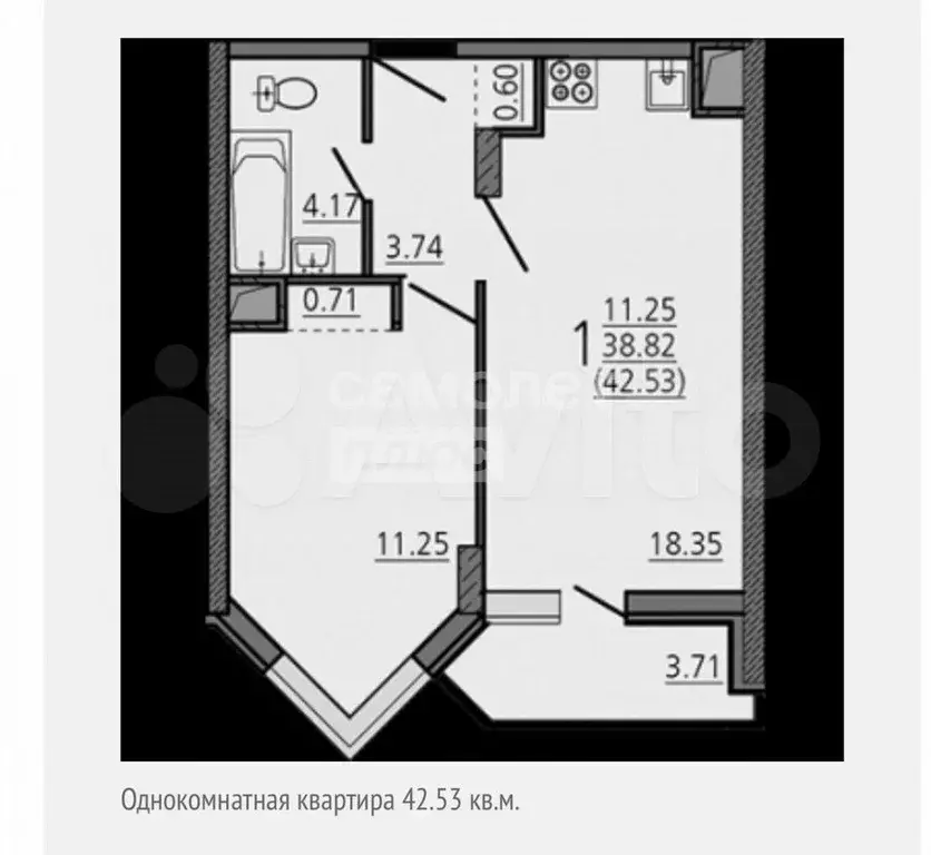 1-к. квартира, 42,5 м, 10/22 эт. - Фото 0