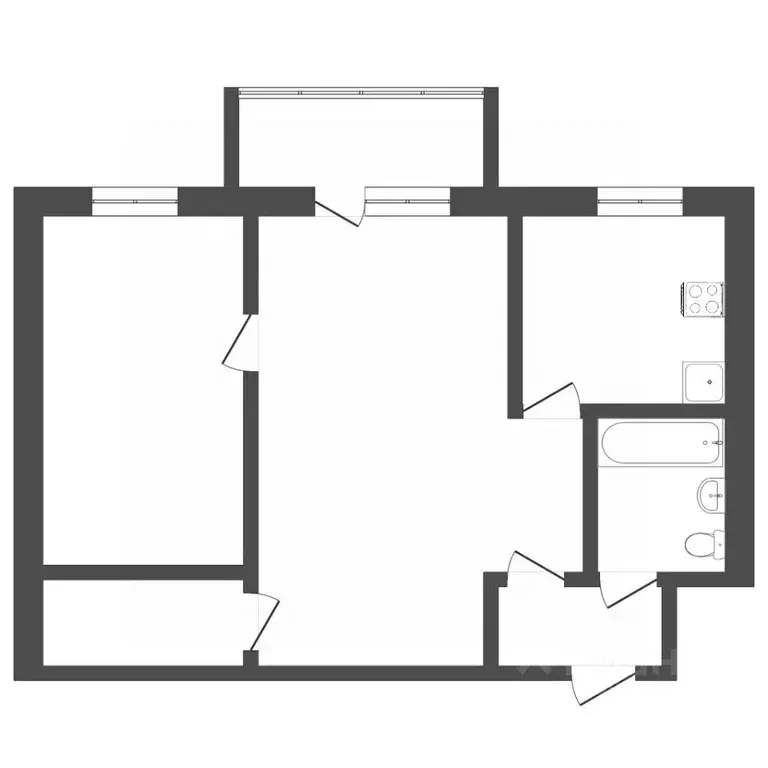 2-к кв. Тюменская область, Тюмень Рижская ул., 78 (43.2 м) - Фото 1