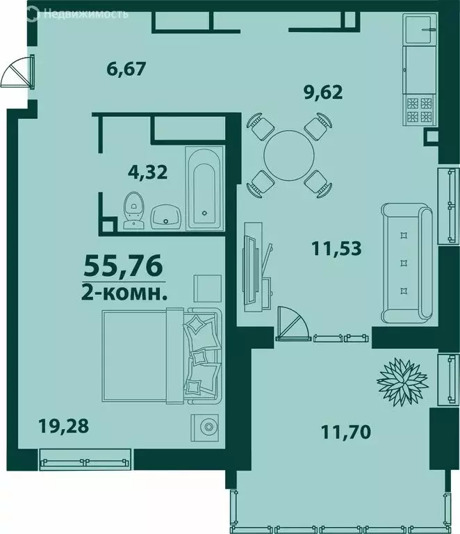2-комнатная квартира: Ульяновск, 19-й микрорайон, жилой комплекс ... - Фото 1