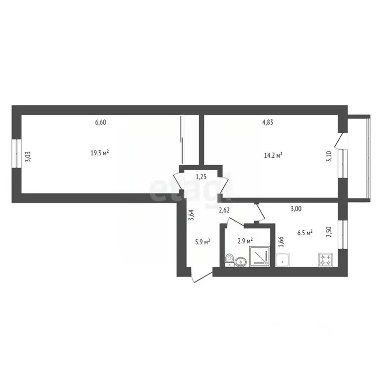 2-к кв. Амурская область, Благовещенск Кузнечная ул., 19 (48.8 м) - Фото 1