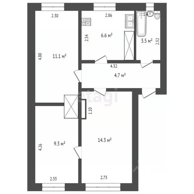 3-к кв. Нижегородская область, Выкса Клубная ул., 13 (49.5 м) - Фото 1