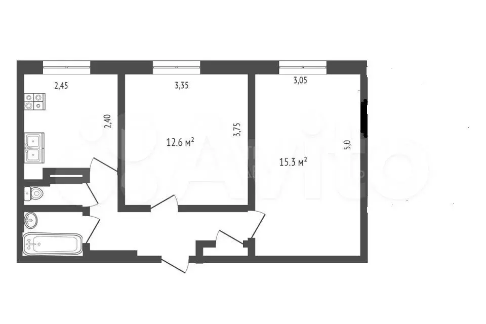 2-к. квартира, 50,5 м, 7/9 эт. - Фото 0