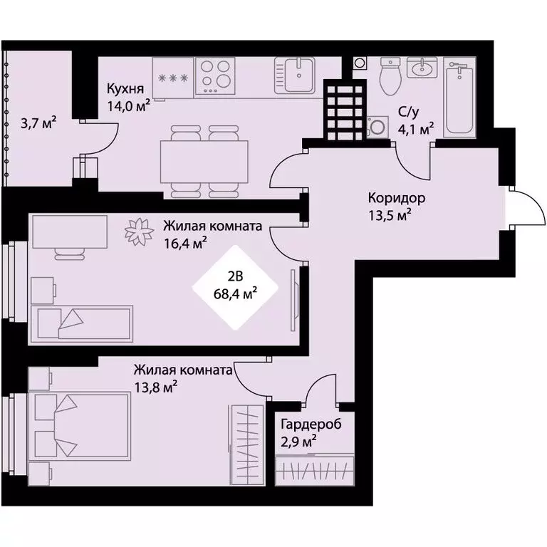 2-комнатная квартира: Екатеринбург, проспект Космонавтов, 108/4 (66.5 ... - Фото 0