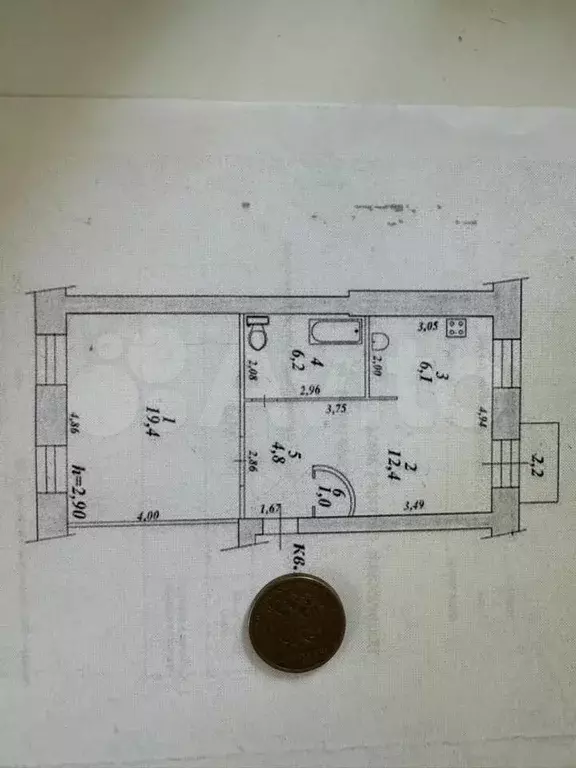 2-к. квартира, 49,1 м, 2/4 эт. - Фото 0