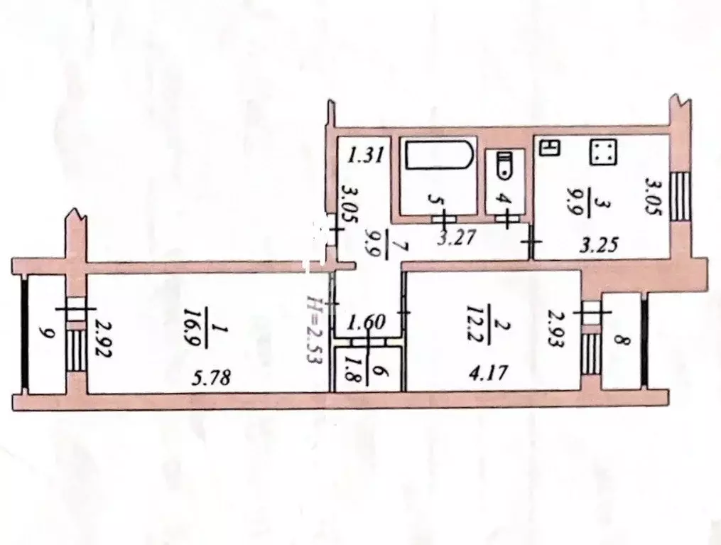 2-к кв. Ямало-Ненецкий АО, Салехард Совхозная ул., 15А (58.2 м) - Фото 1