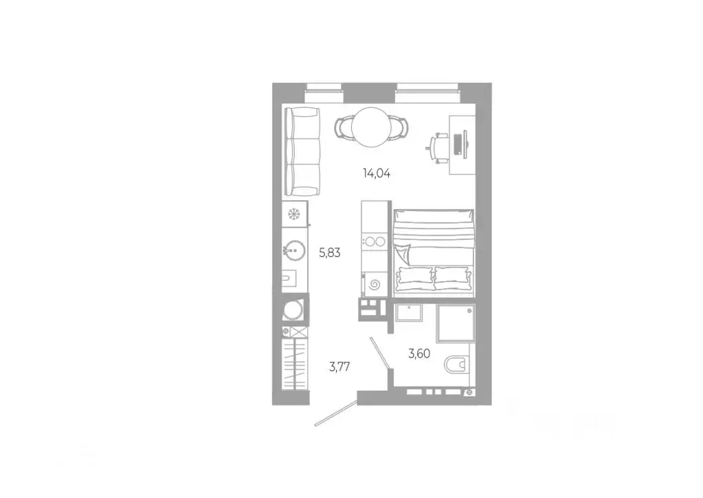 Студия Астраханская область, Астрахань Разум жилой комплекс (27.23 м) - Фото 0