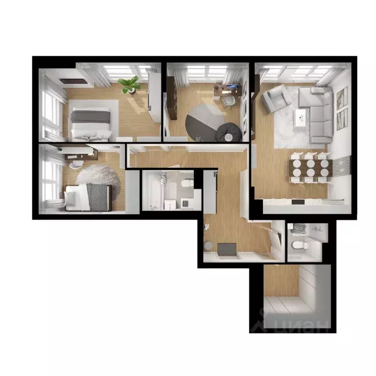 Квартира, 3 комнаты, 91 м - Фото 1