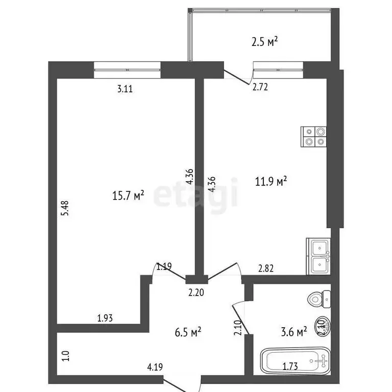 1-комнатная квартира: Кострома, Окружная улица, 51А (37.3 м) - Фото 0