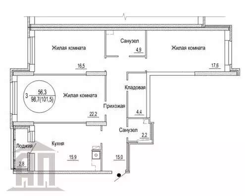3-комнатная квартира: Тверь, улица Спартака, 2 (101.5 м) - Фото 0