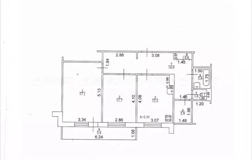 2-к кв. Татарстан, Казань ул. Рихарда Зорге, 70 (64.3 м) - Фото 1