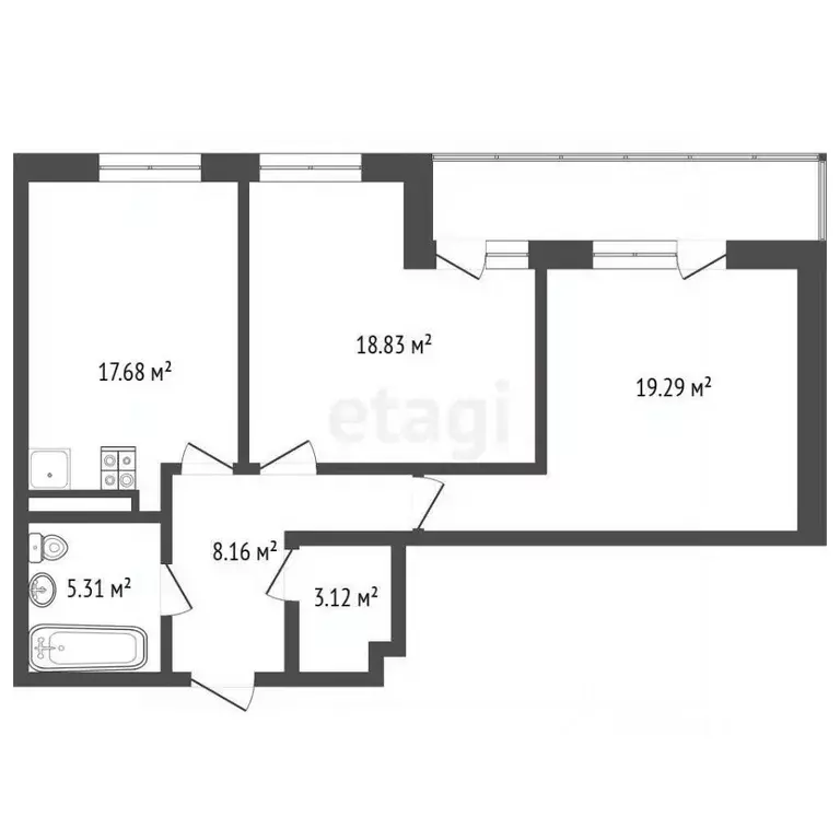 2-к кв. Ростовская область, Ростов-на-Дону Ворошиловский просп., 82/4 ... - Фото 2