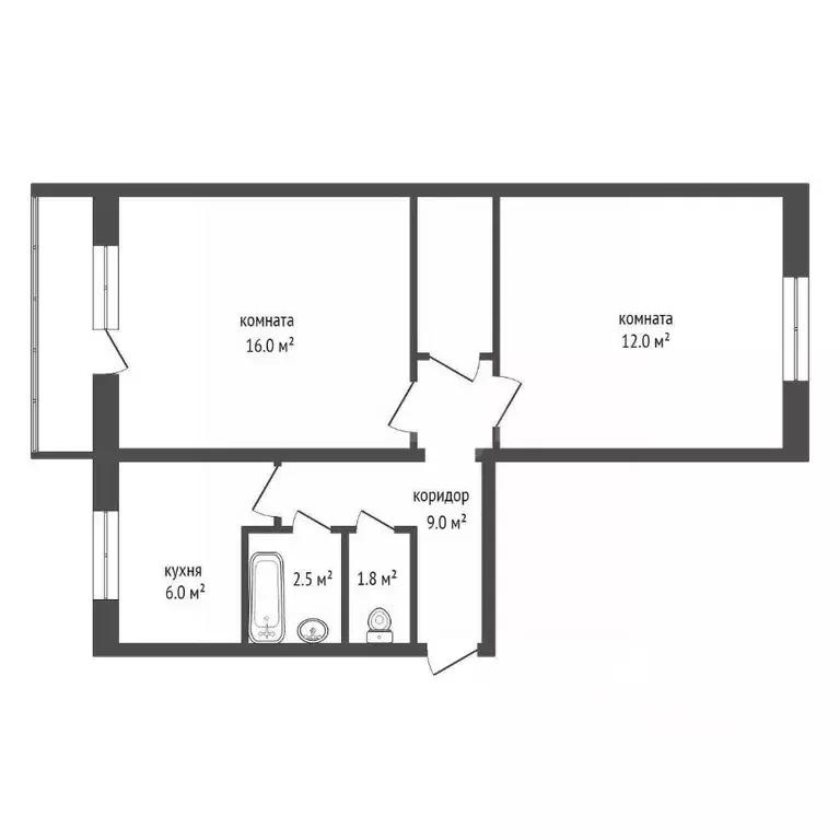2-к кв. Красноярский край, Красноярск ул. Академика Киренского, 126а ... - Фото 2